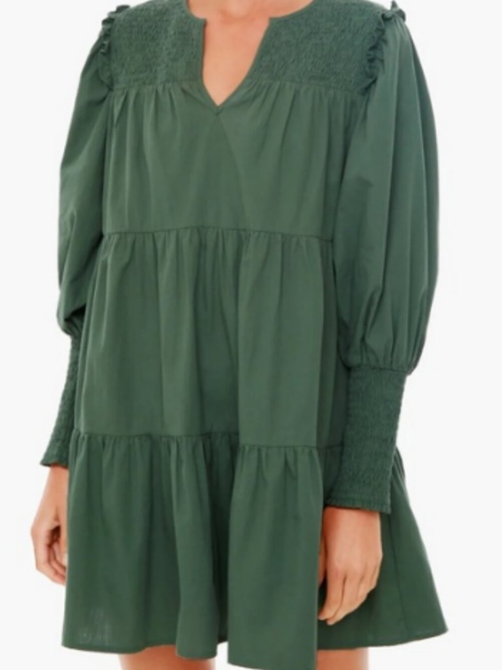 Pomander Place Green Tiered Long-Sleeve Ceci Dress